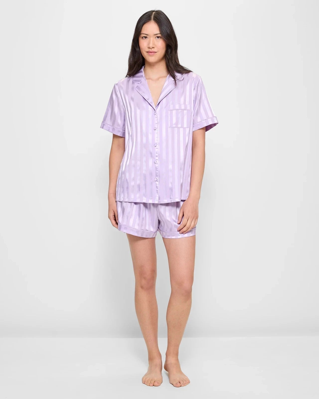 LADIES size M / 12 Lilac purple Satin button up summer pyjamas Target NEW