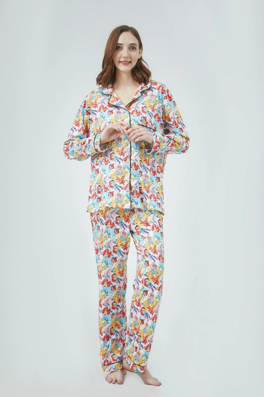Little Mermaid Ariel Pajama Sets Long Sleeve Full-Length Bottom XL Extra Large