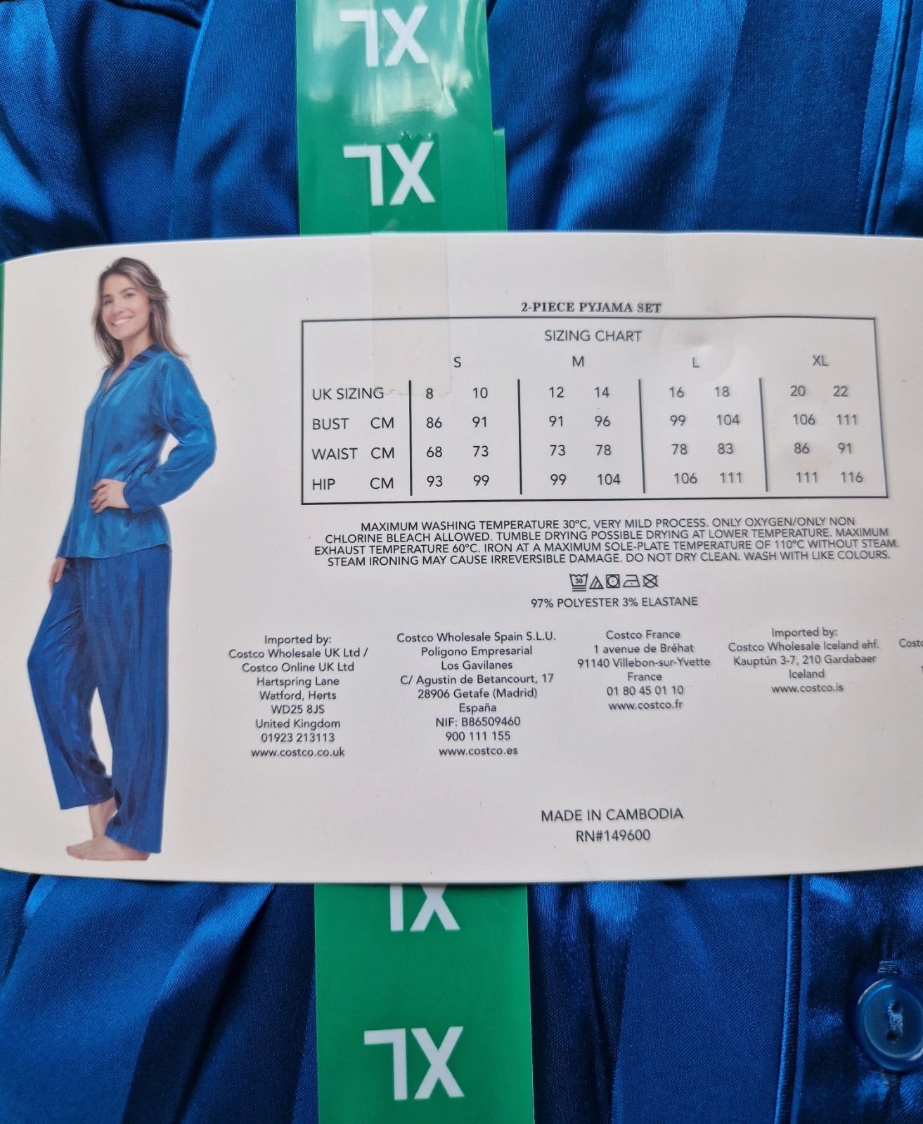 Satin Pyjamas Set by Flora Nikrooz Ladies 2 Piece Sleepwear Set Size XL UK 20-22