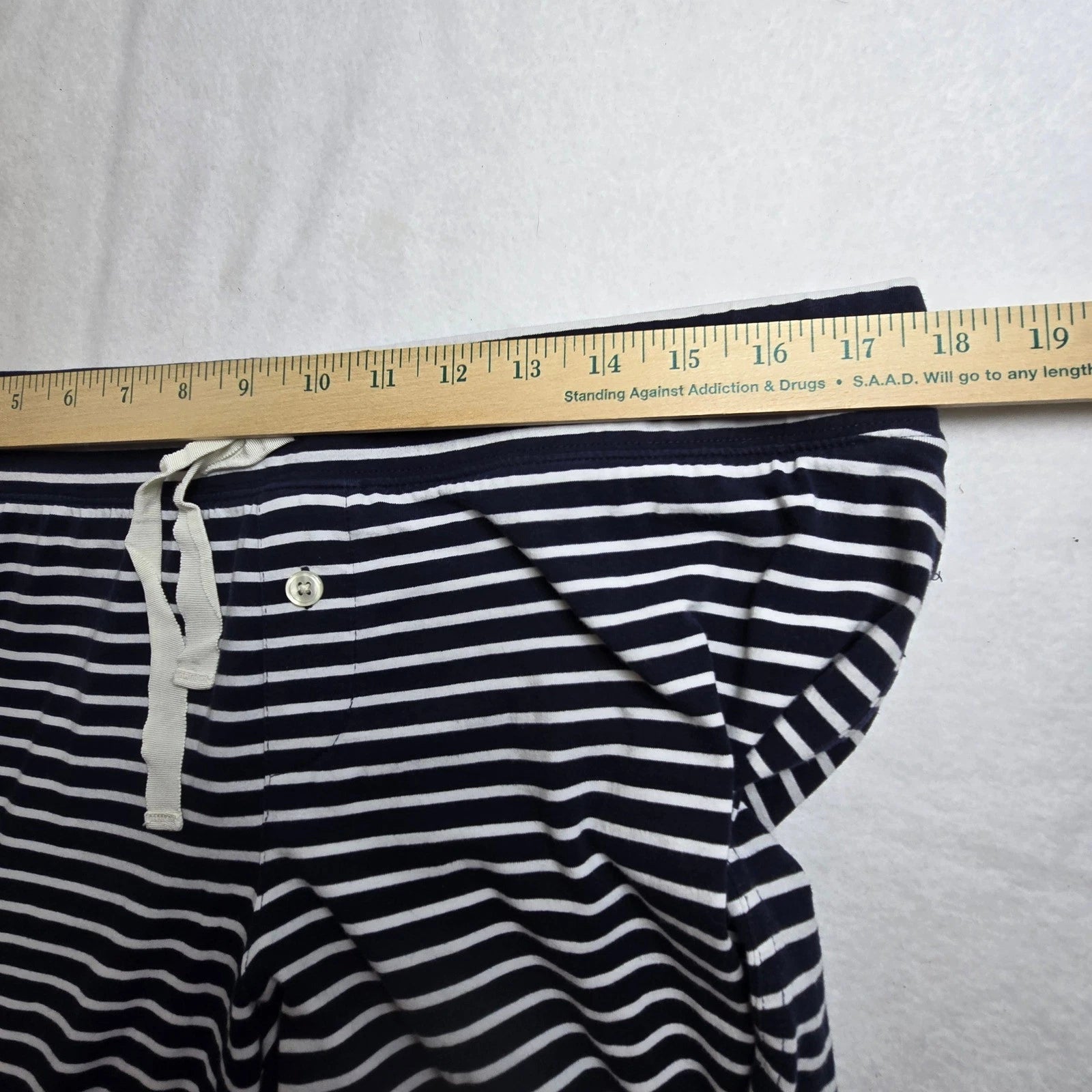J Crew Womens Pajama Set L Blue White Striped Long Sleeve Sleepwear Lounge Comfy