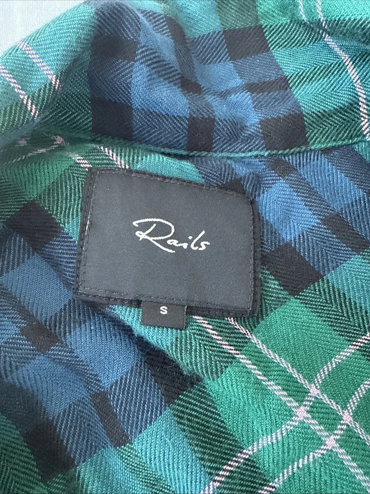 NEW $168 Rails Clara Midnight Emerald Blue Plaid Long Sleeve Pajamas Set Small