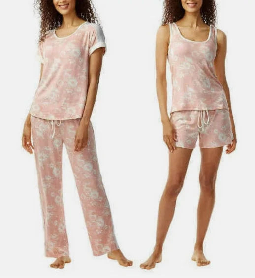 Lucky Brand Women's Pink Floral 4PC Pajama Set Size LARGE, NO PANTS INCLUDED