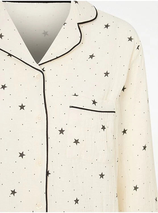 Ladies New Ex George 100% Cotton Star Print Pyjamas Size 4 6 8 10 12 14 16 18 20