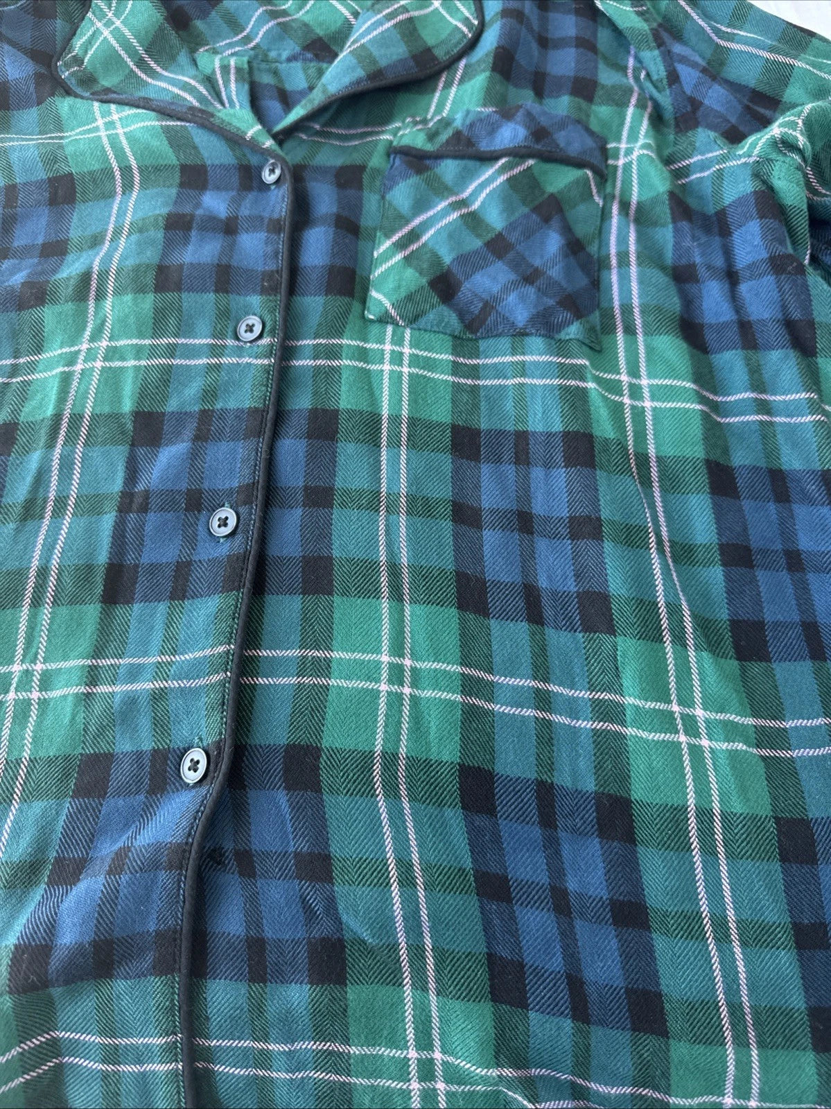 NEW $168 Rails Clara Midnight Emerald Blue Plaid Long Sleeve Pajamas Set Small