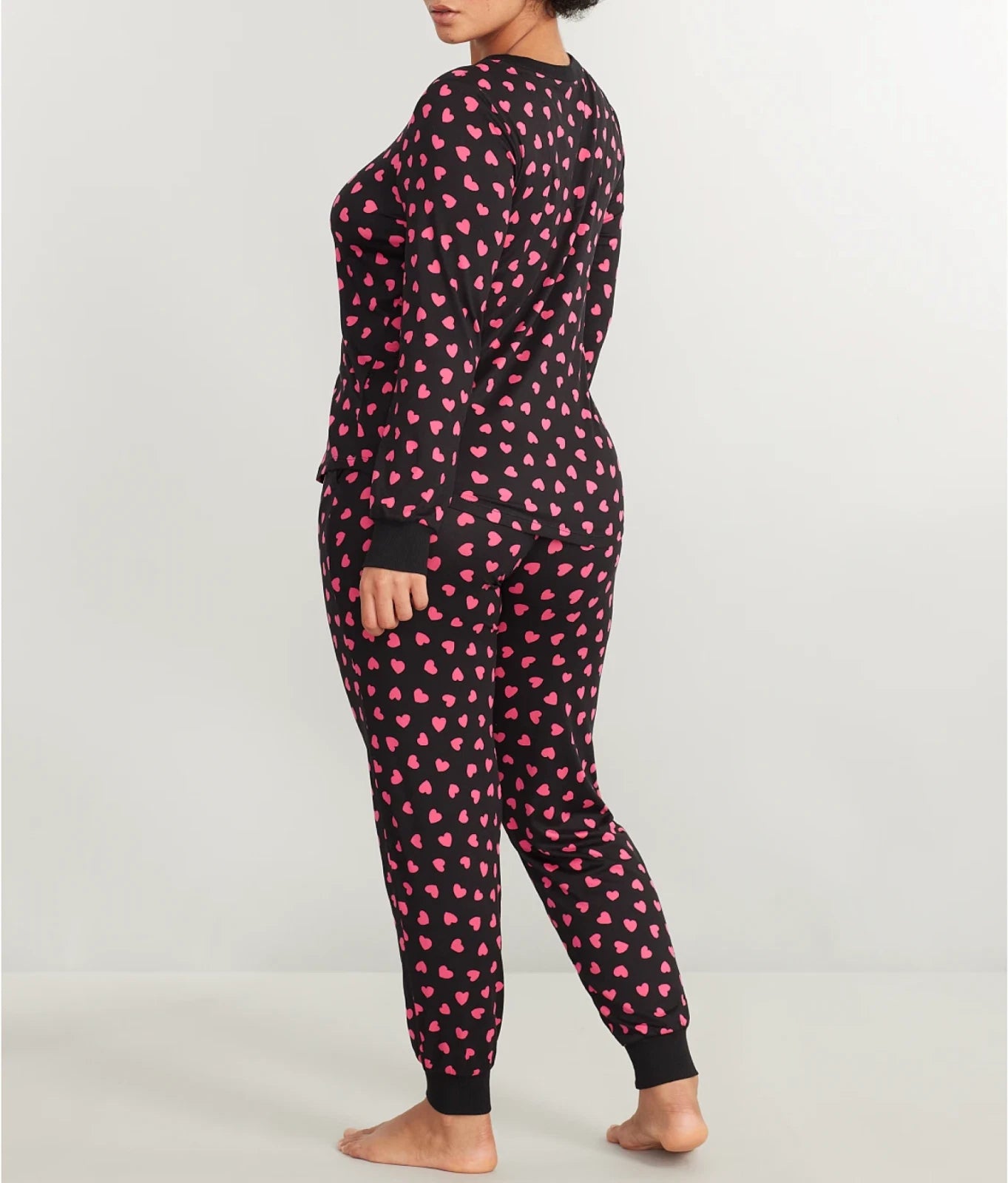 Nwt $78 Kate Spade SOFT Black/Pink HEARTS  2 Pc Top & Jogger Pants Pajama Set XL