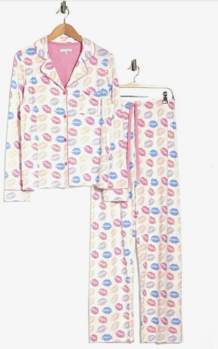 NEW! PJ Salvage Jersey Pajamas~WINTER WHITE KISSES PATTERN~ Pajama Set~Size L