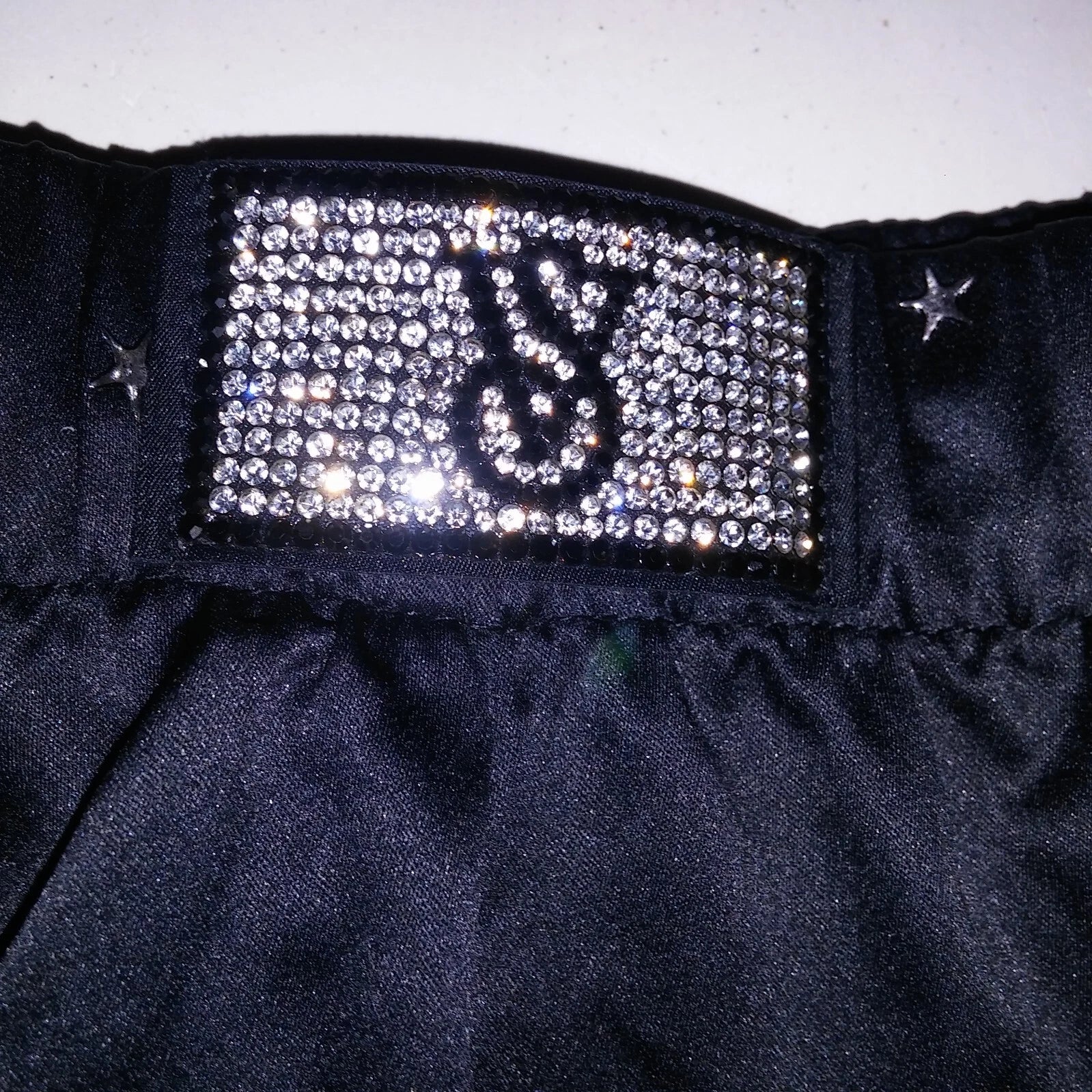 Victoria Secret Pajama Set Sleepwear XL Black Silver Stars Satin Long Sleeve New