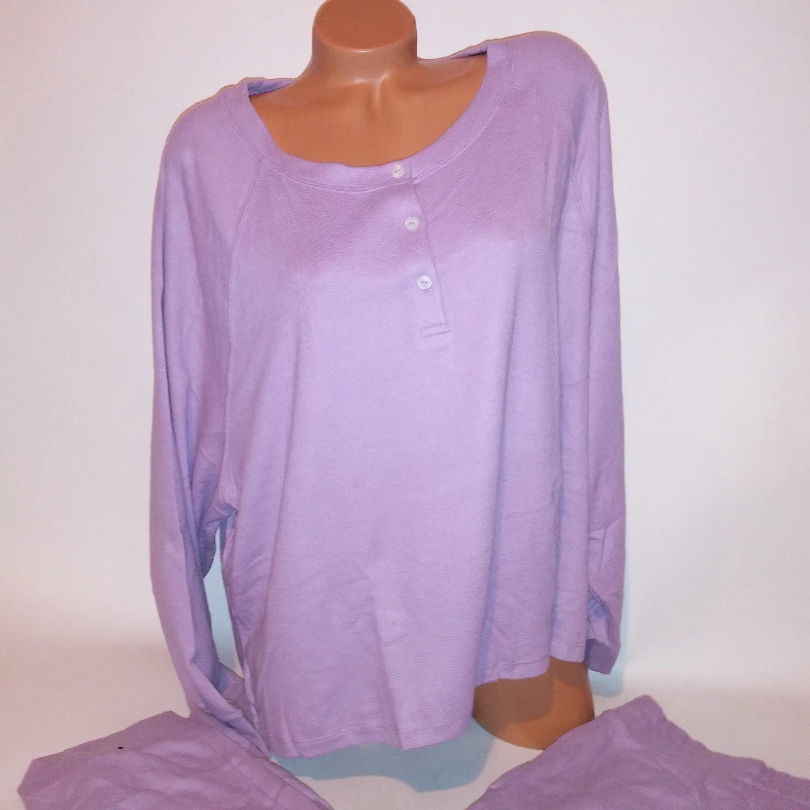Victoria Secret Pajama Set XXL Top & Bottom Purple Glow Waffle Henley Jogger New