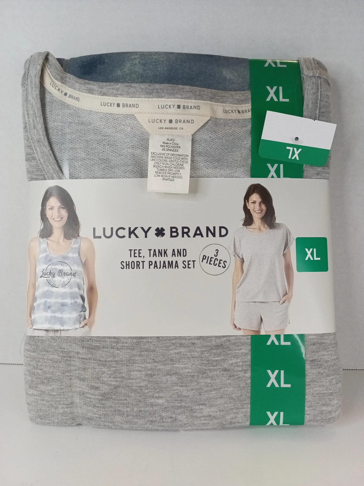 NEW Lucky Brand Pajamas Size XL 3 Piece Short Sleep Set Women's Blue/Grey 3 pc