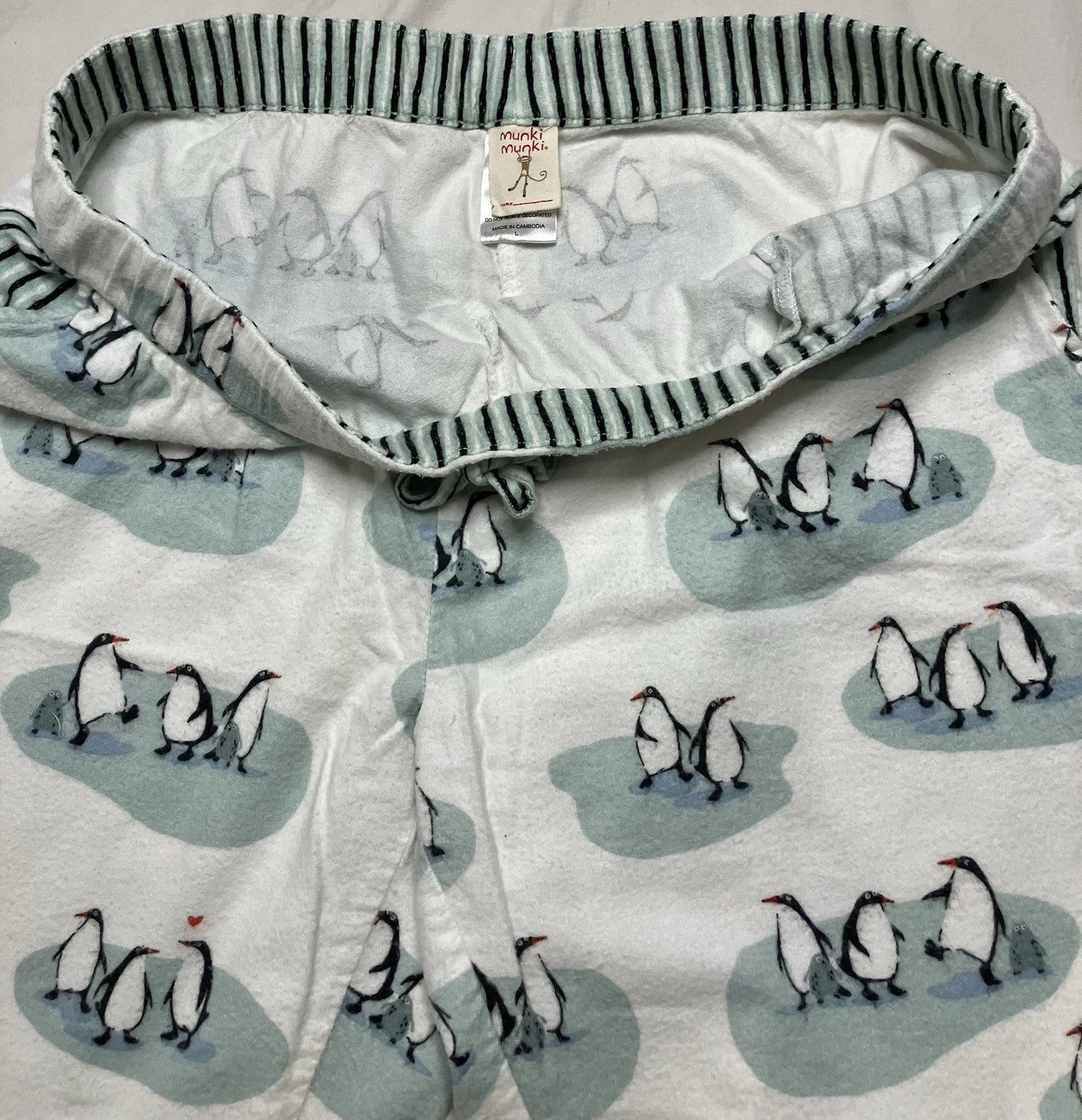 Munki Munki Pajama Set Penguines Top Bottoms Comfy Cozy Flannel Jammies Relax Pj
