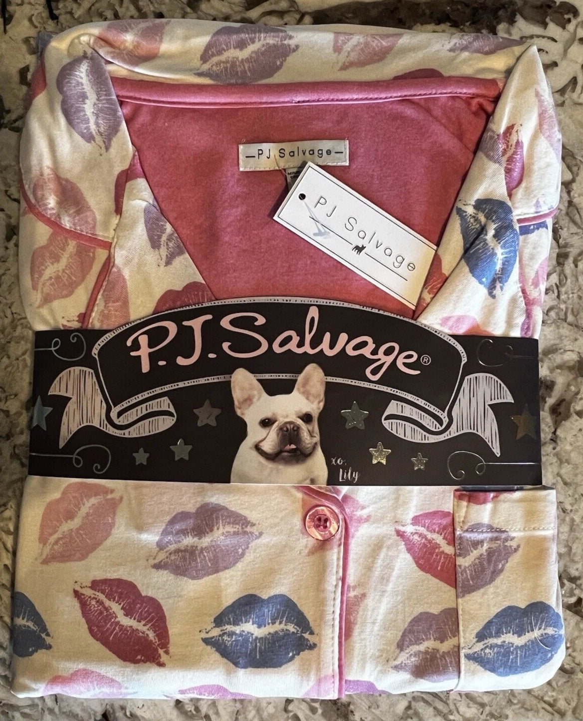 NEW! PJ Salvage Jersey Pajamas~WINTER WHITE KISSES PATTERN~ Pajama Set~Size L