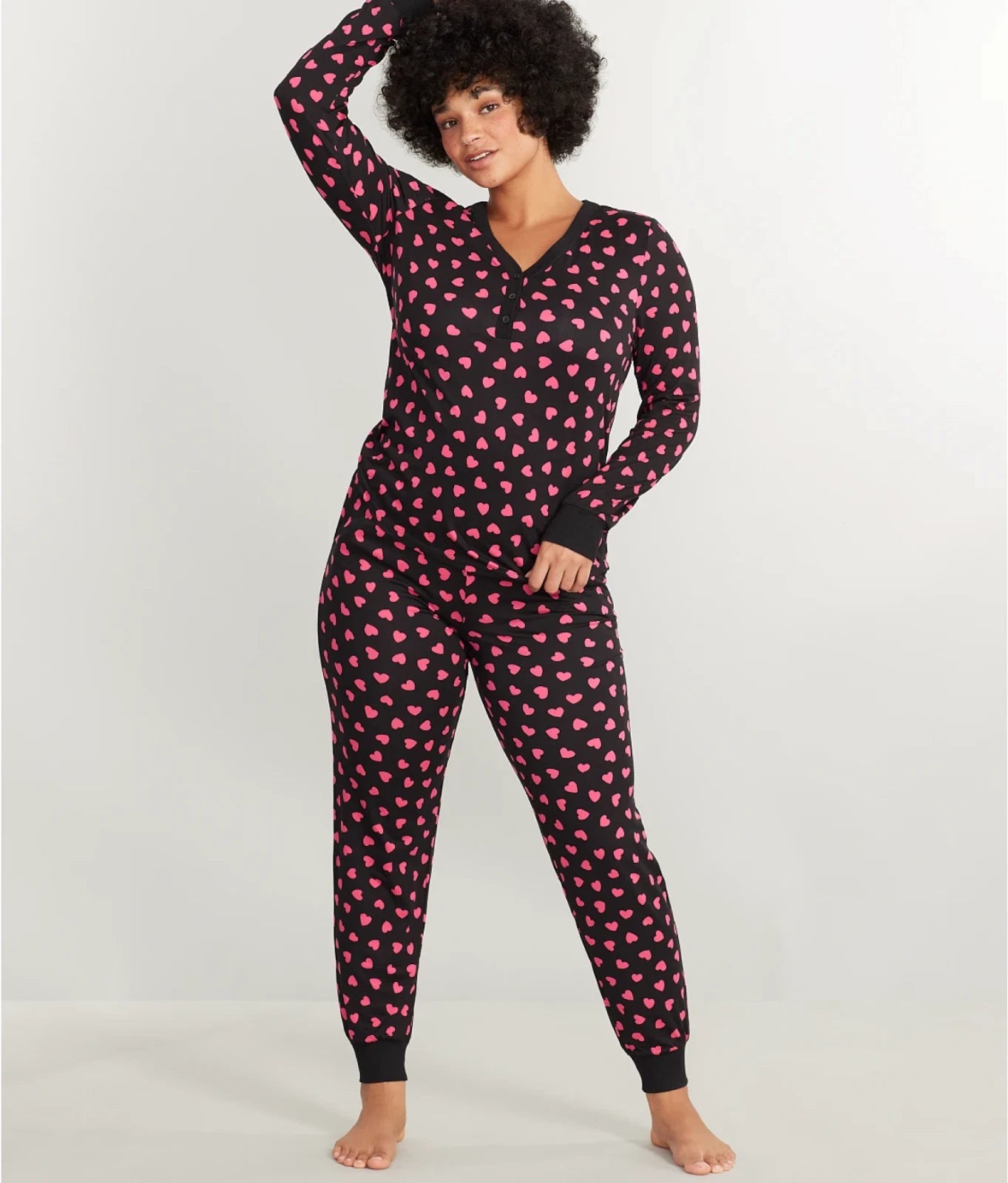 Nwt $78 Kate Spade SOFT Black/Pink HEARTS  2 Pc Top & Jogger Pants Pajama Set XL