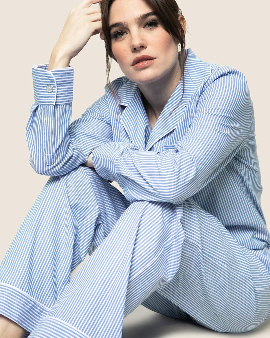 Petite Plum Women's Twill Pajama Set, Style# AWPJBSS-L, Size L, French Blue