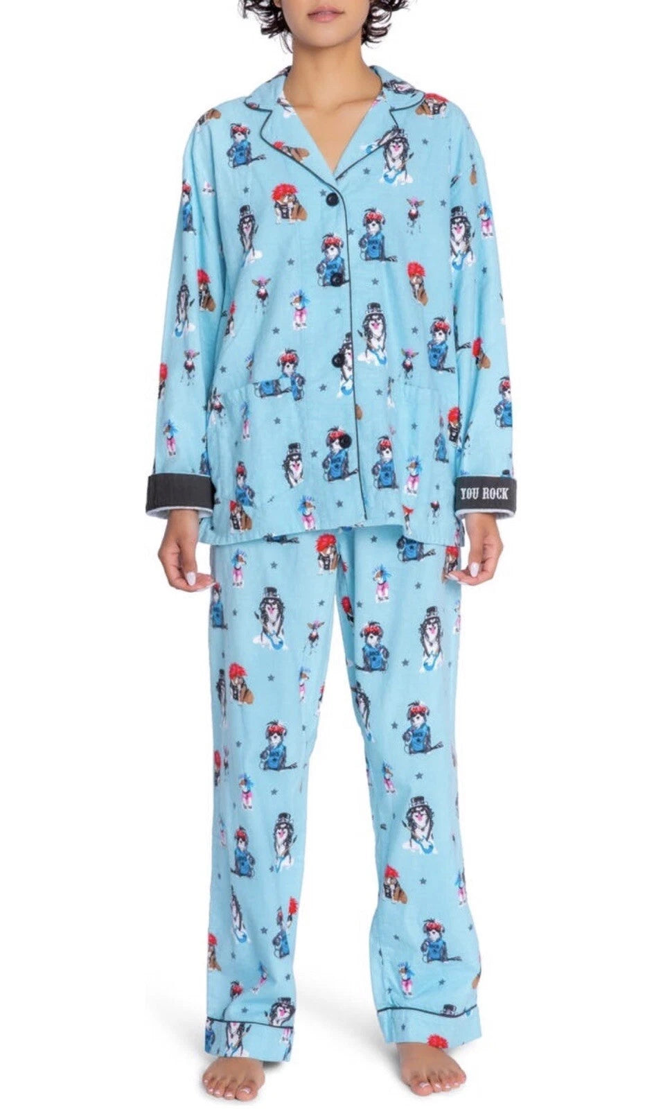 PJ Salvage Flannel Pajamas Set With Headband Aqua Size XS