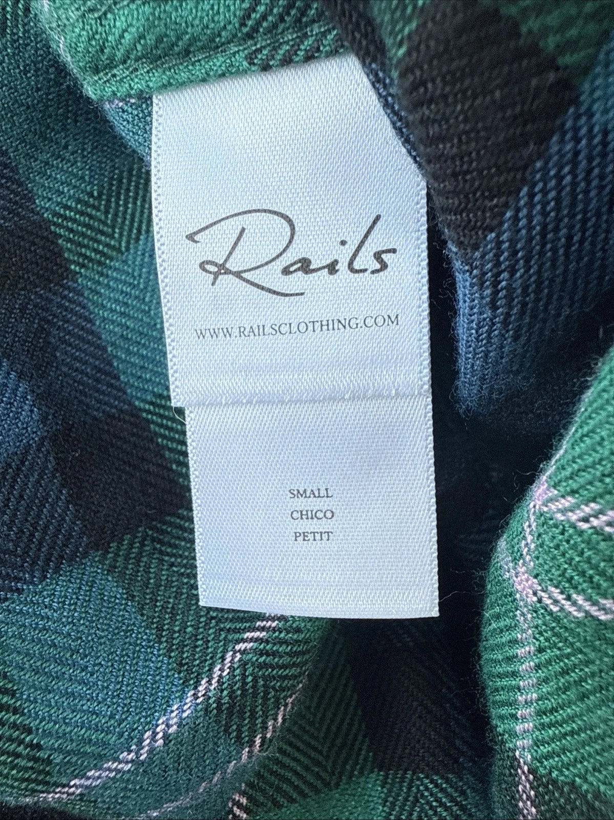 NEW $168 Rails Clara Midnight Emerald Blue Plaid Long Sleeve Pajamas Set Small