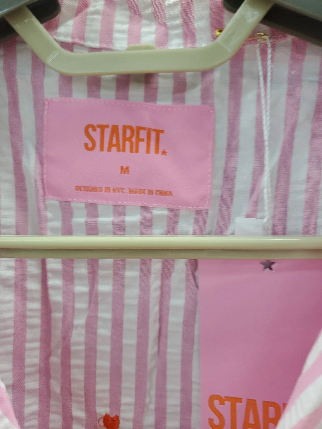 NEW STARFIT Long Pajama Set - White Pink Size Medium