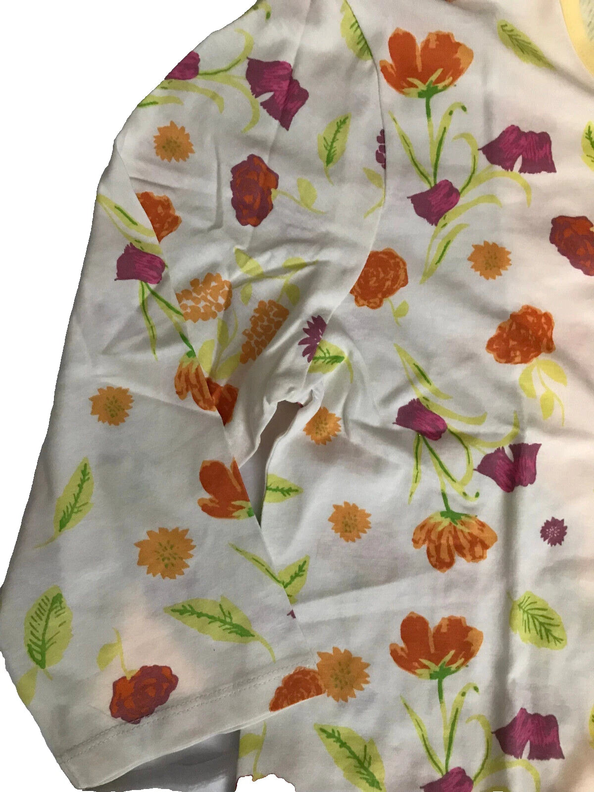 Lemon Yellow Pyjama Set UK 10 - 12 PJs pyjamas 3/4 sleeve top plain capri bottom