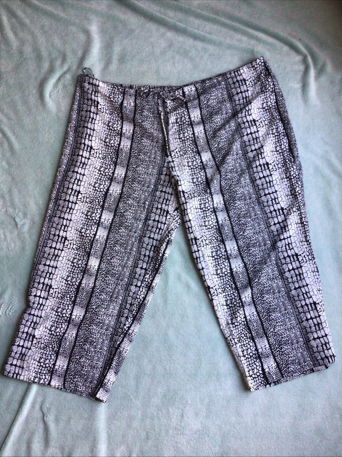 Natori Pajamas Shirt Pants Black White Animal Print Size 3XL Lounge Wear