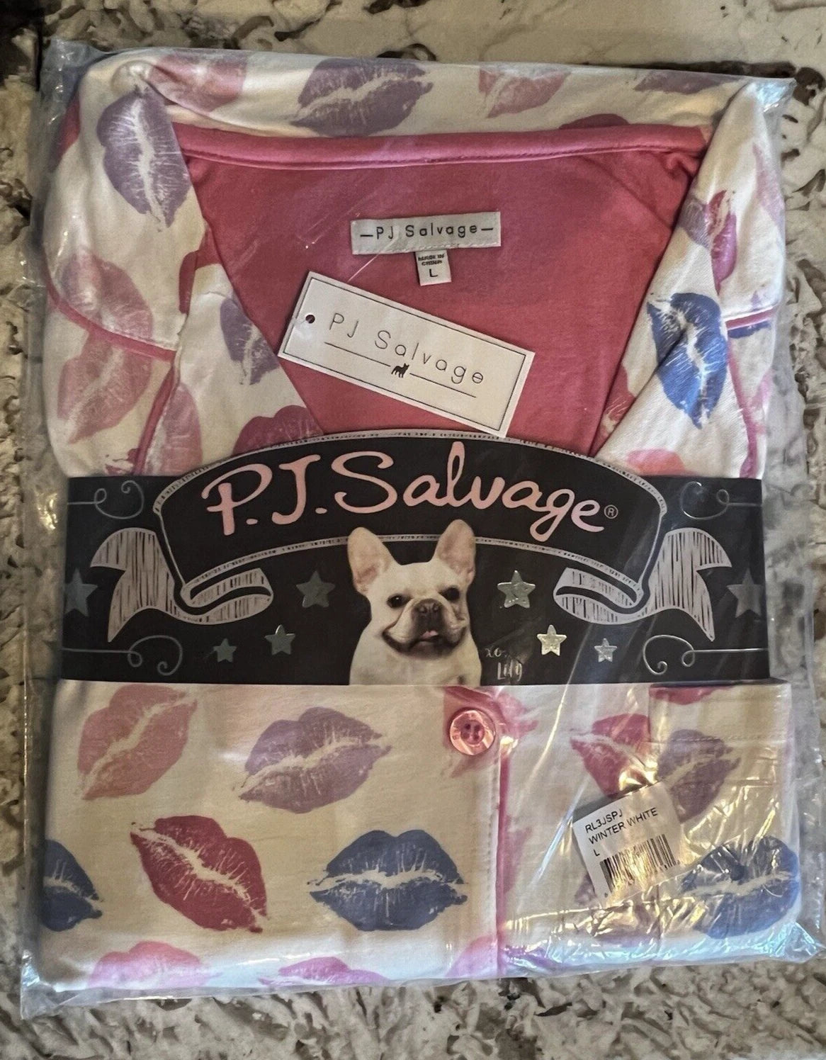 NEW! PJ Salvage Jersey Pajamas~WINTER WHITE KISSES PATTERN~ Pajama Set~Size L