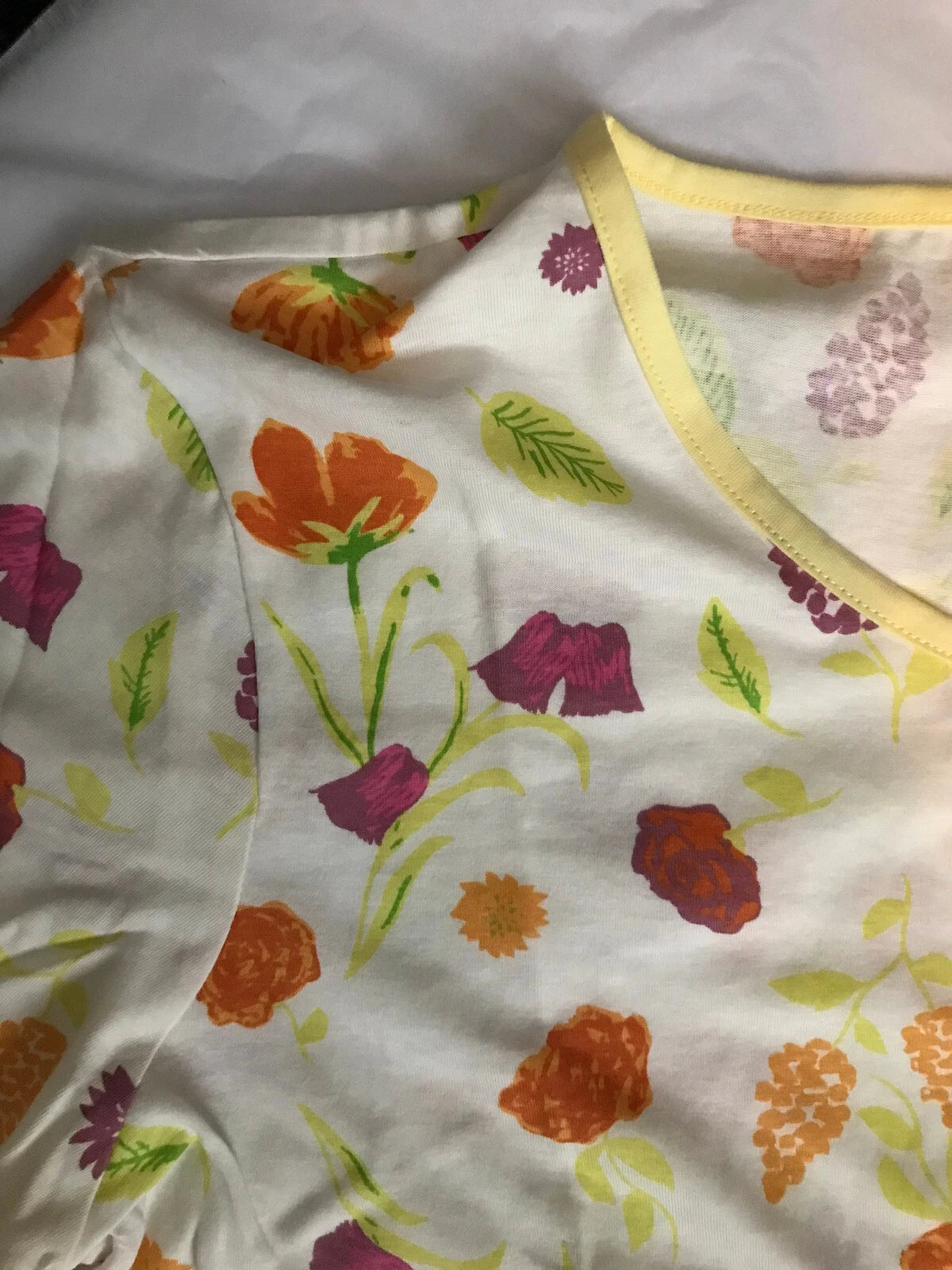 Lemon Yellow Pyjama Set UK 10 - 12 PJs pyjamas 3/4 sleeve top plain capri bottom