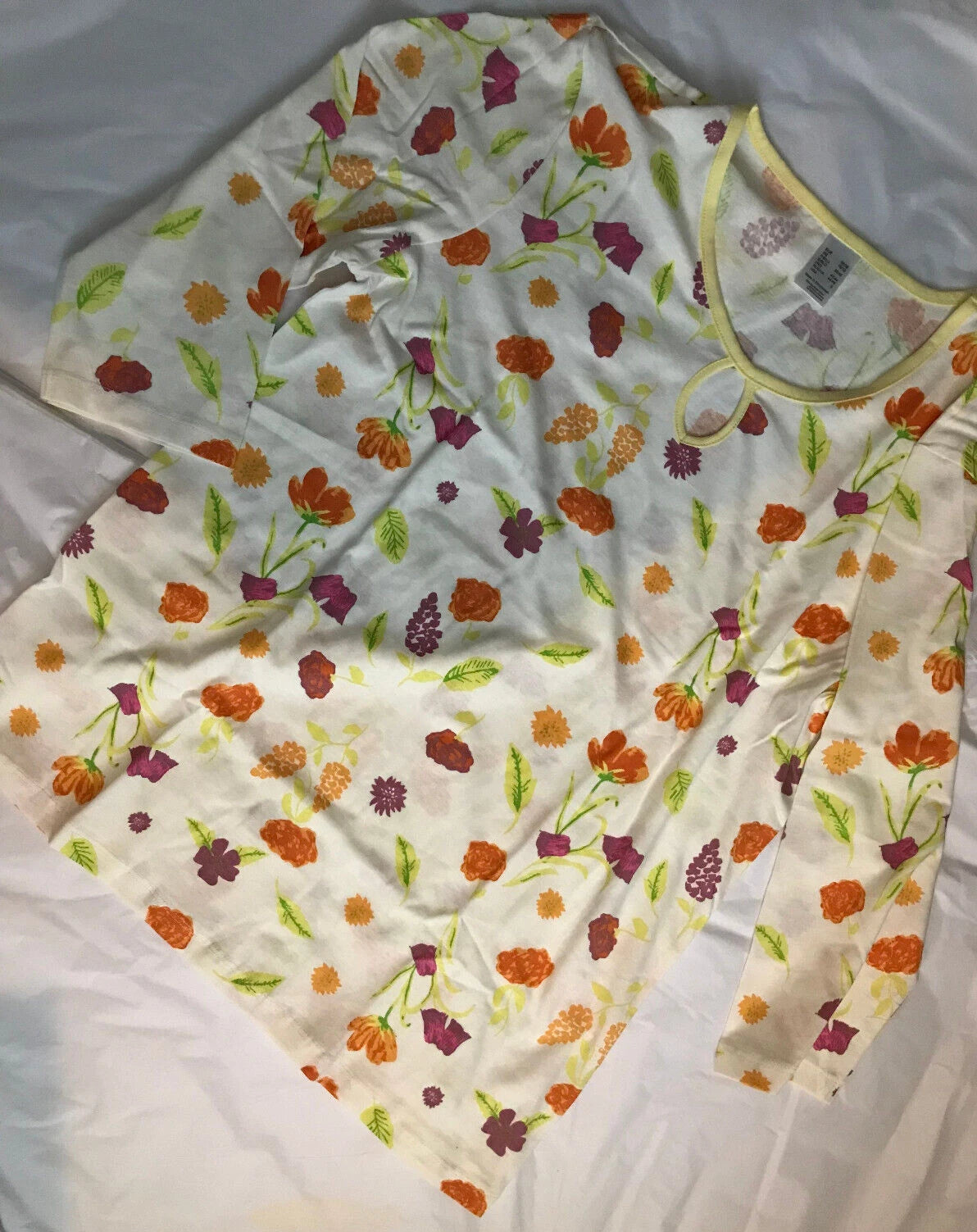 Lemon Yellow Pyjama Set UK 10 - 12 PJs pyjamas 3/4 sleeve top plain capri bottom