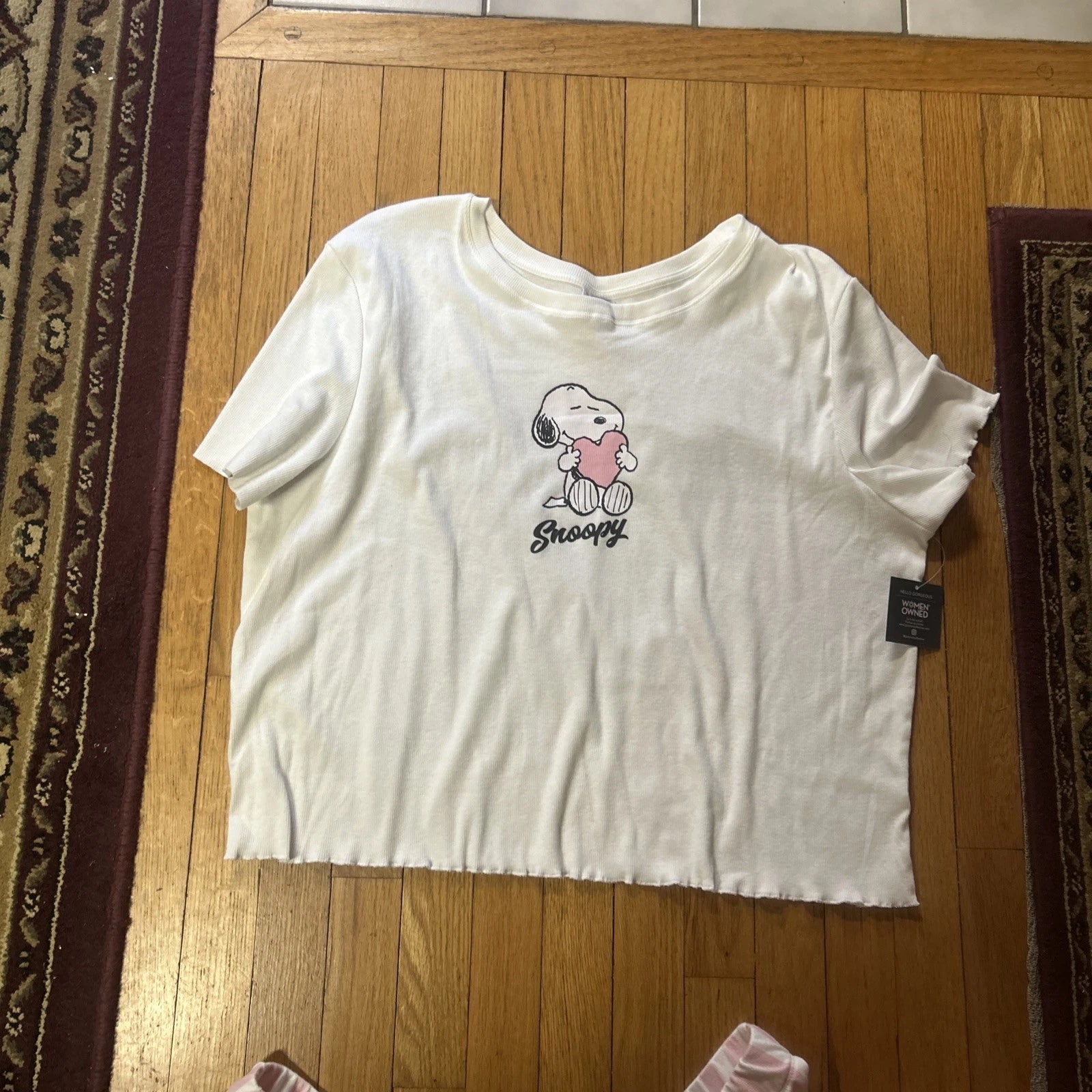 NWT Comfy Peanuts Snoopy Two Piece Pajama Set Women’s Size 3X White Pink Pajamas