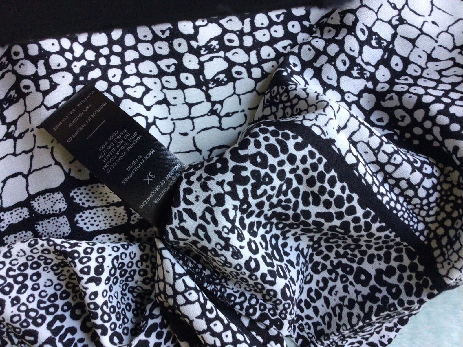 Natori Pajamas Shirt Pants Black White Animal Print Size 3XL Lounge Wear