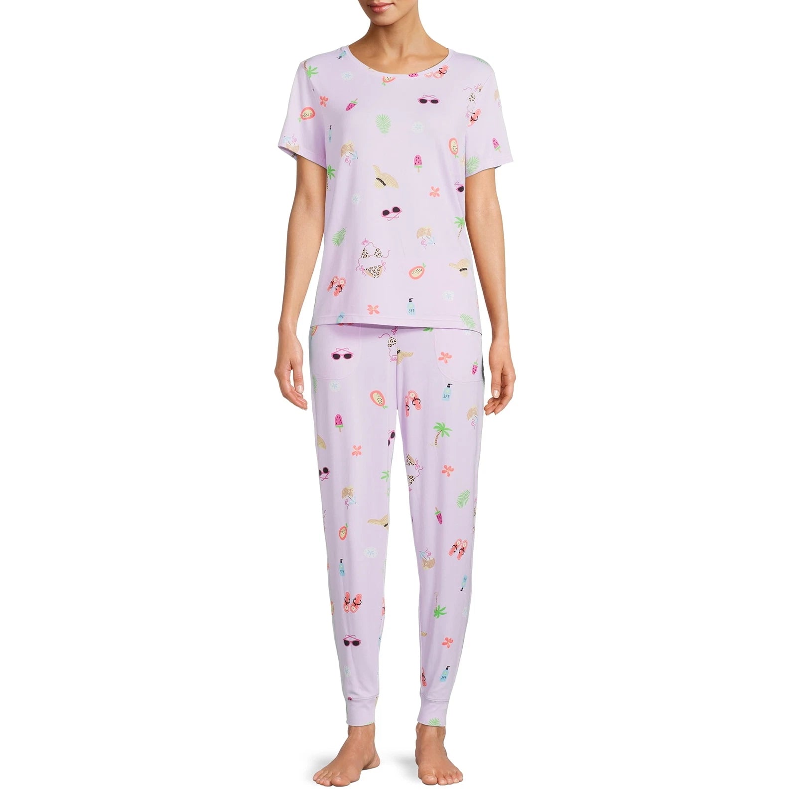 Secret Treasures Women's T-Shirt & Joggers Pajama Set, 2-Pcs Sky Pink Beach XL