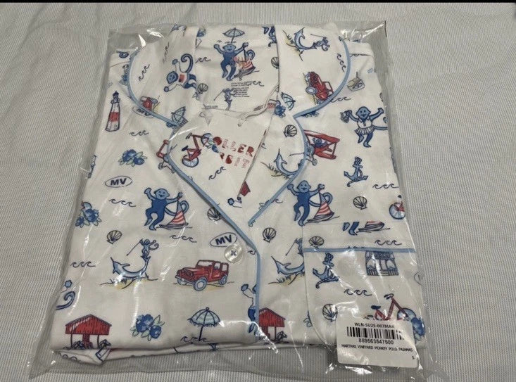 Martha’s Vineyard Roller Rabbit Exclusive Short Sleeve Polo Pajama Set Small