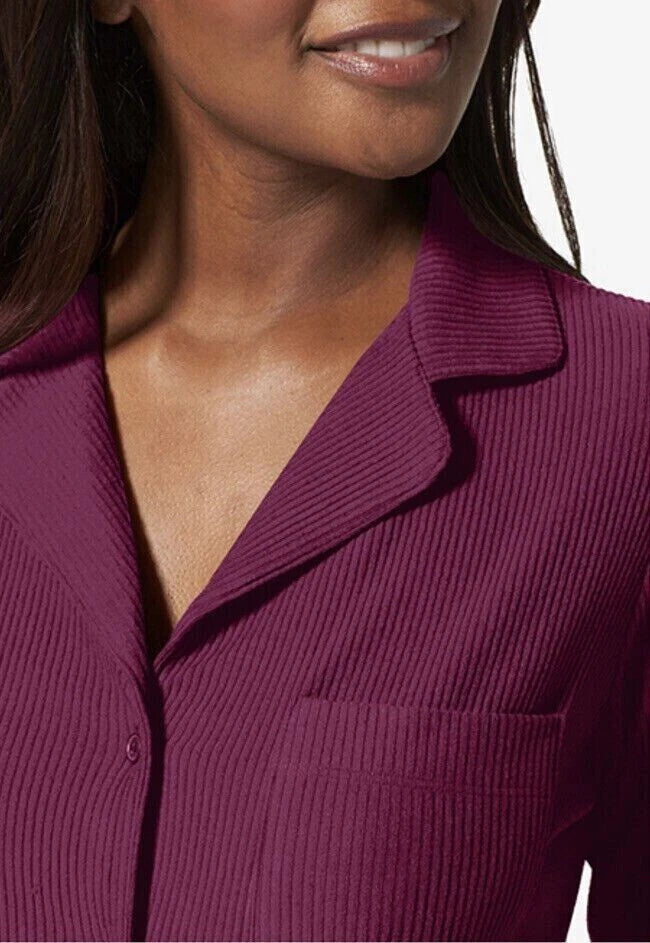 Tommy John Women's Brushed Rib Long Sleeve Pajama Set Medium Port Royale