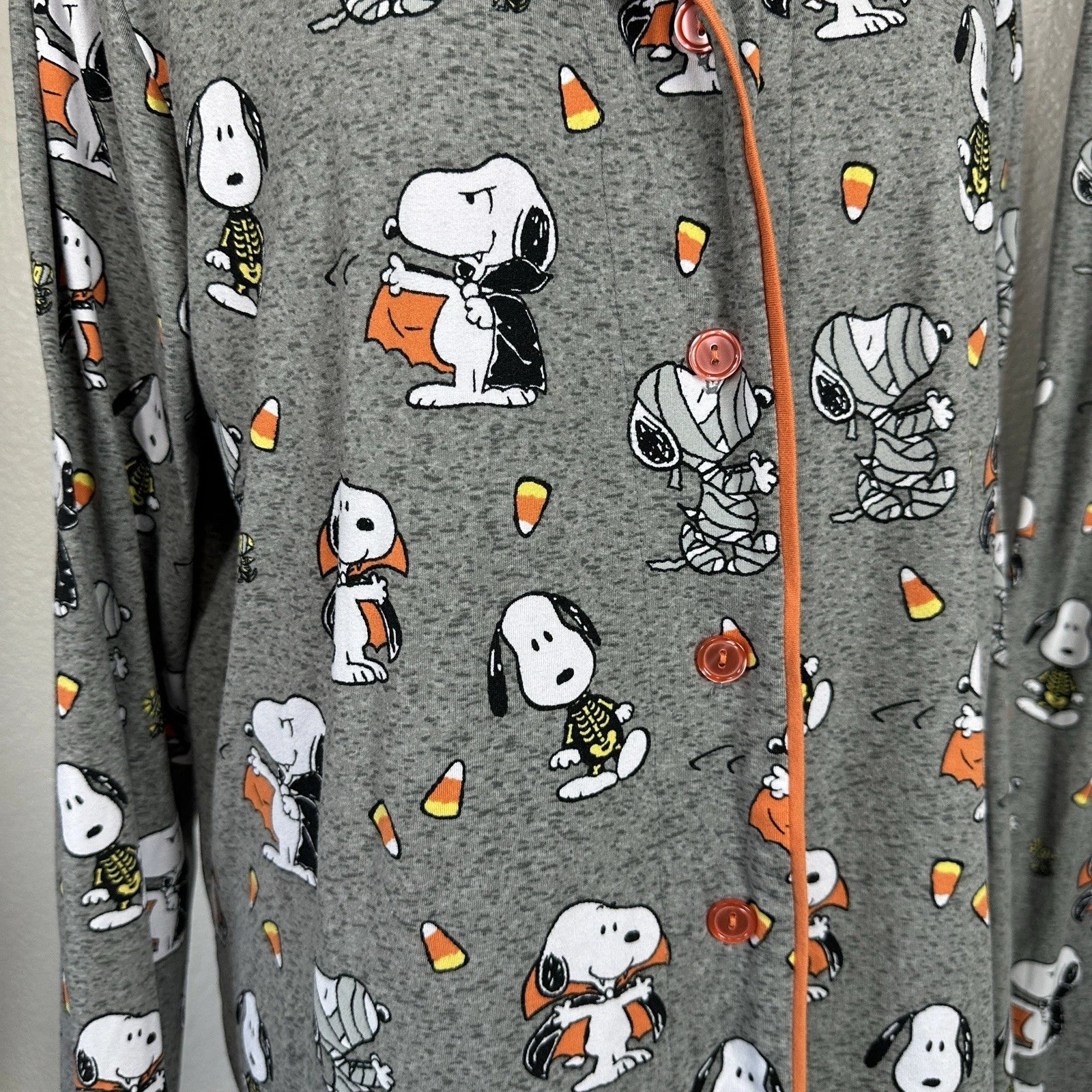 Munki Munki Peanuts Pajama Set 2pc Womens Large Halloween Snoopy Lounge