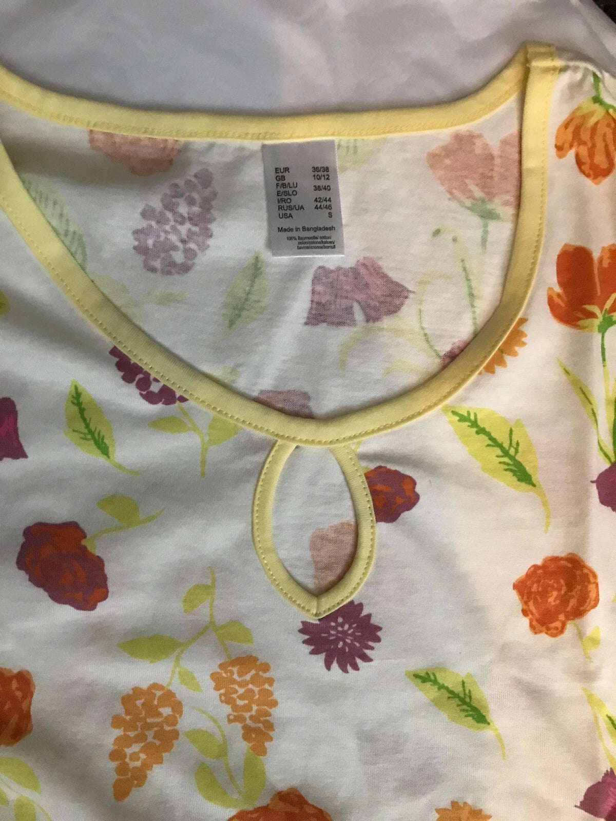 Lemon Yellow Pyjama Set UK 10 - 12 PJs pyjamas 3/4 sleeve top plain capri bottom