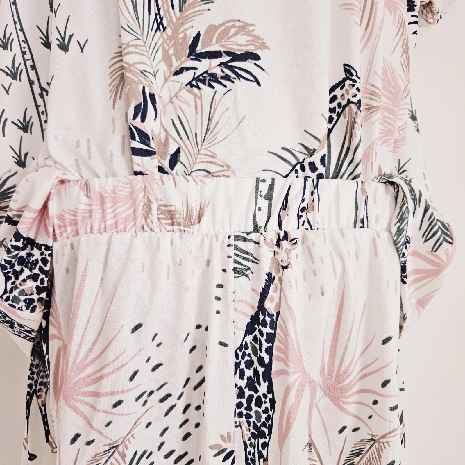 NEW JD Williams Plus Size 16-34 Giraffe Palm Print Pyjama 2 Piece Set Top Shorts