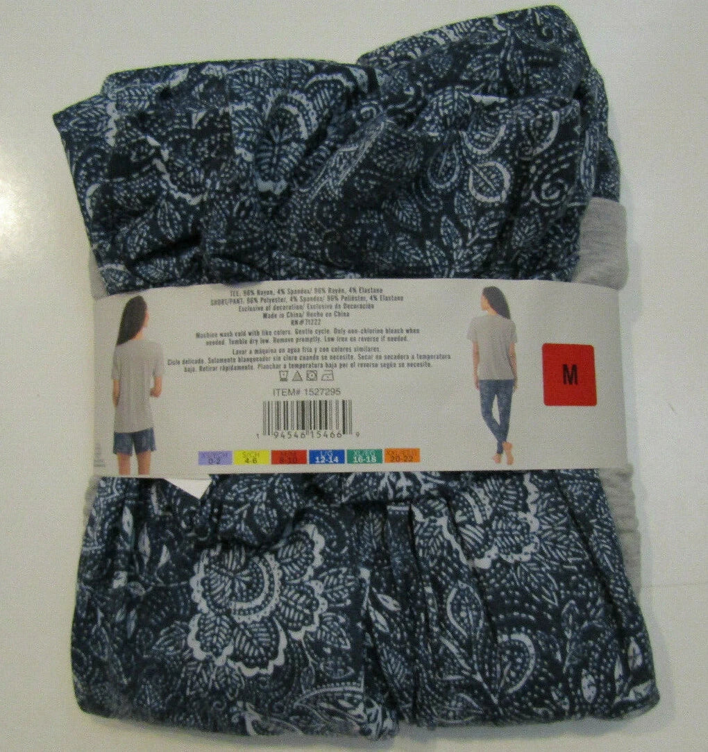 Lucky Brand Womens Pajamas Set 3 Piece Blue Gray Sleepwear Size Medium M NWT