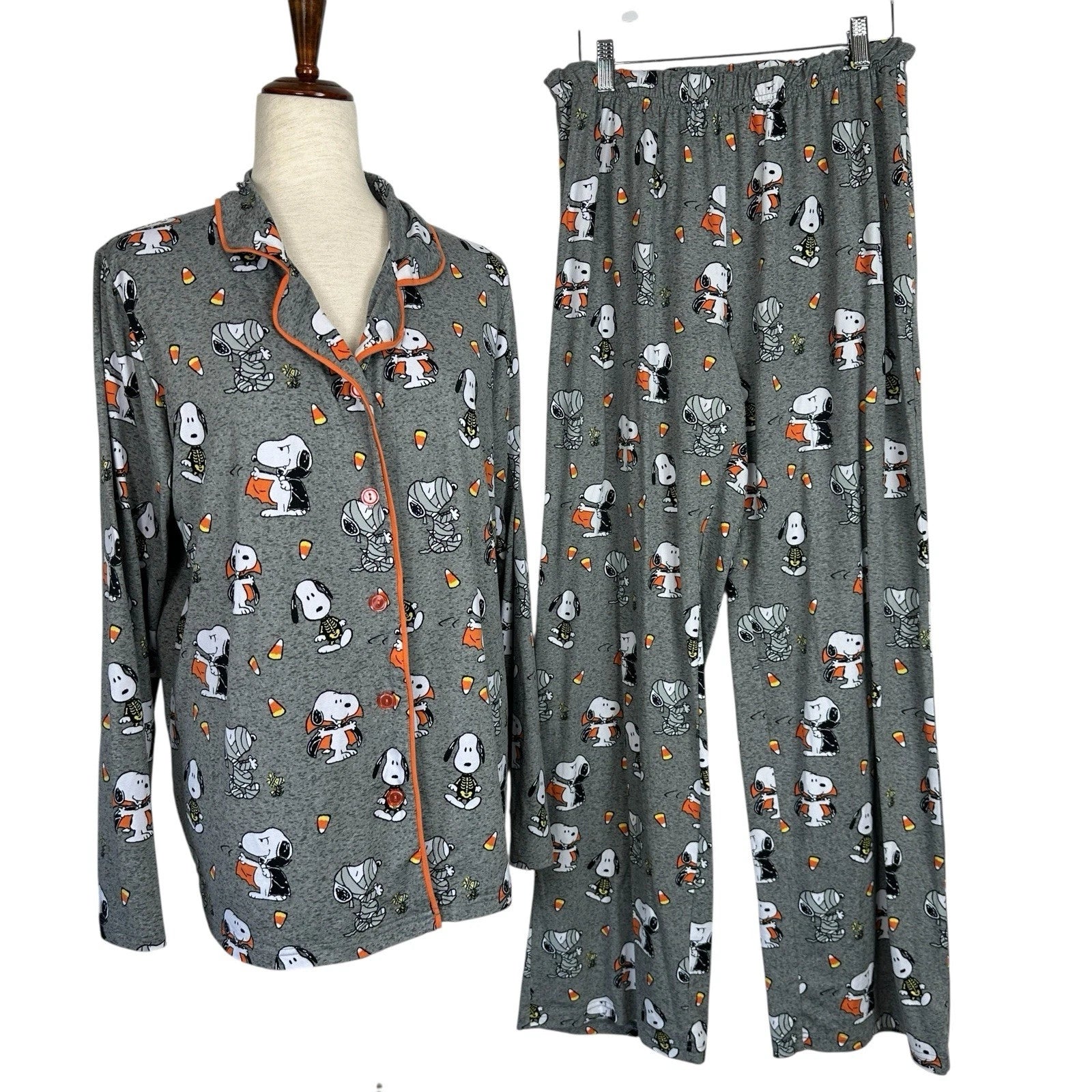 Munki Munki Peanuts Pajama Set 2pc Womens Large Halloween Snoopy Lounge