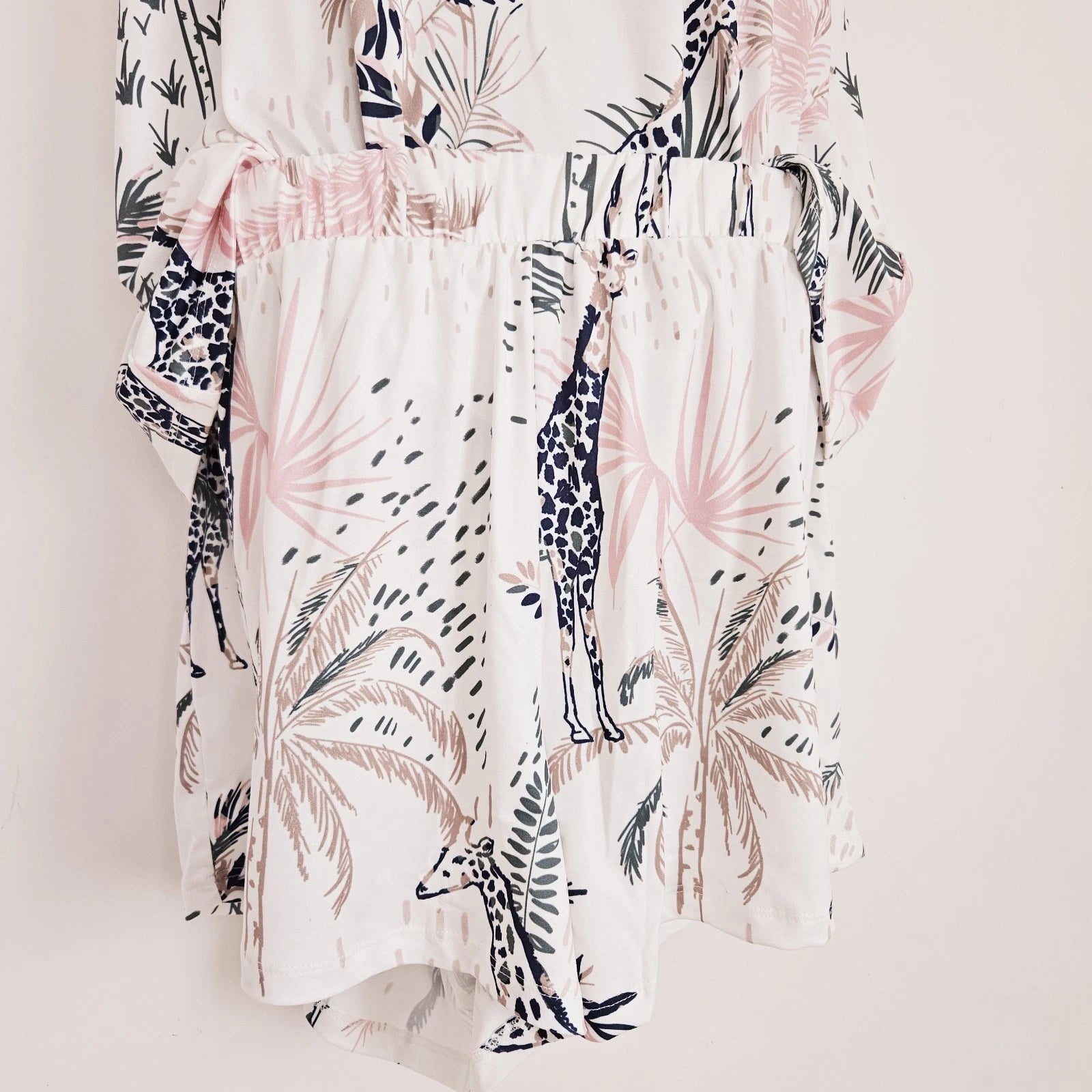 NEW JD Williams Plus Size 16-34 Giraffe Palm Print Pyjama 2 Piece Set Top Shorts