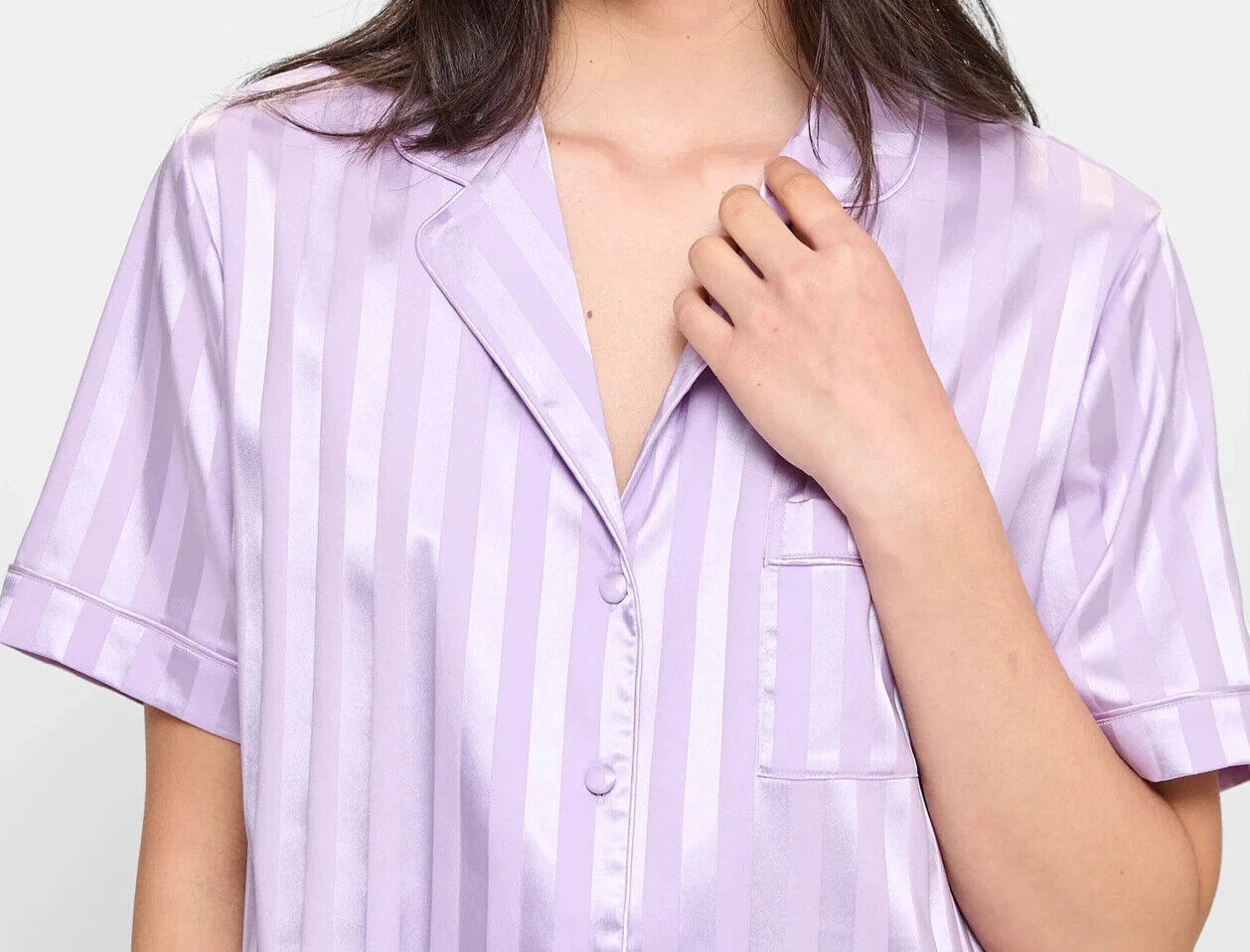 LADIES size M / 12 Lilac purple Satin button up summer pyjamas Target NEW
