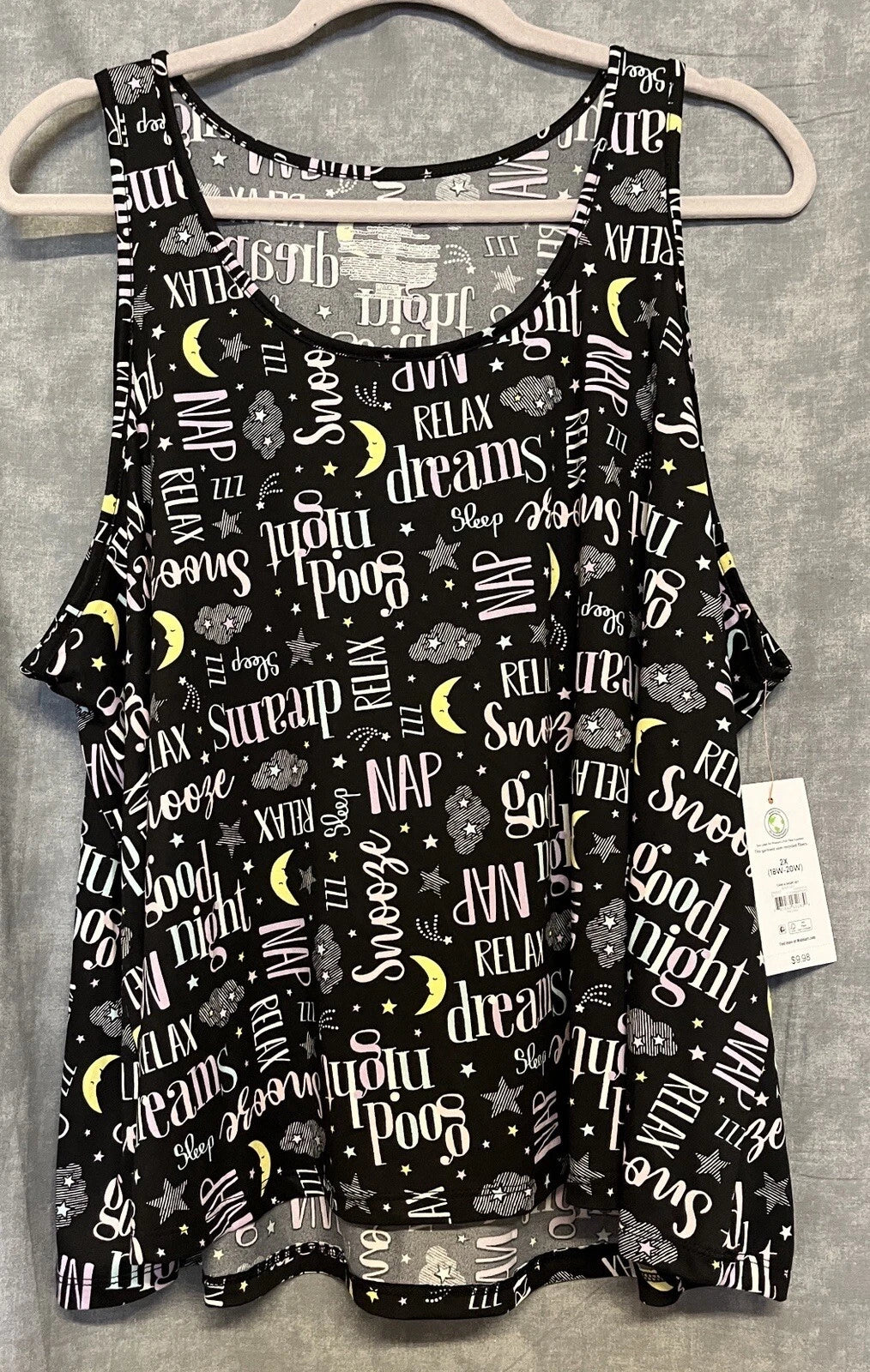 NEW women’s size 2X Joyspun pajama set tank top & shorts black knit pajamas