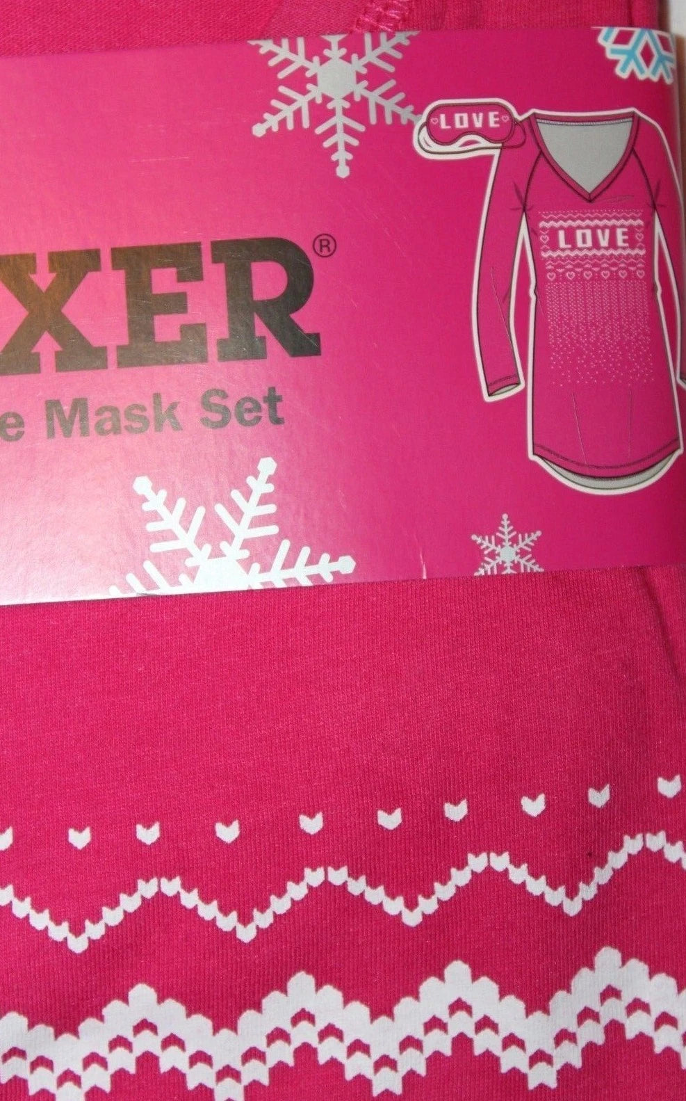 Joe Boxer Women's LOVE Hearts Night Shirt & Eye Mask 2-pc Set  Pink 2X