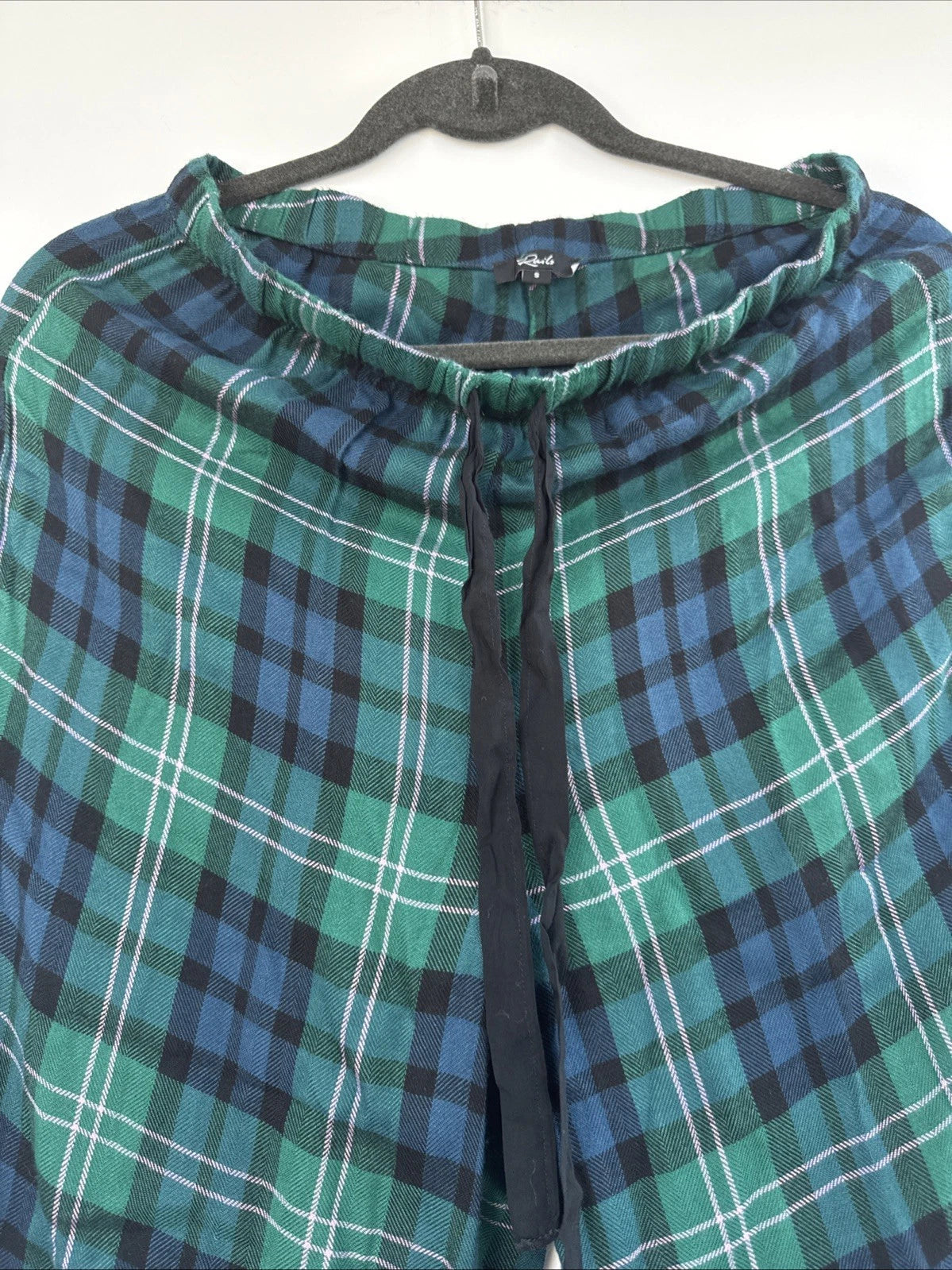 NEW $168 Rails Clara Midnight Emerald Blue Plaid Long Sleeve Pajamas Set Small