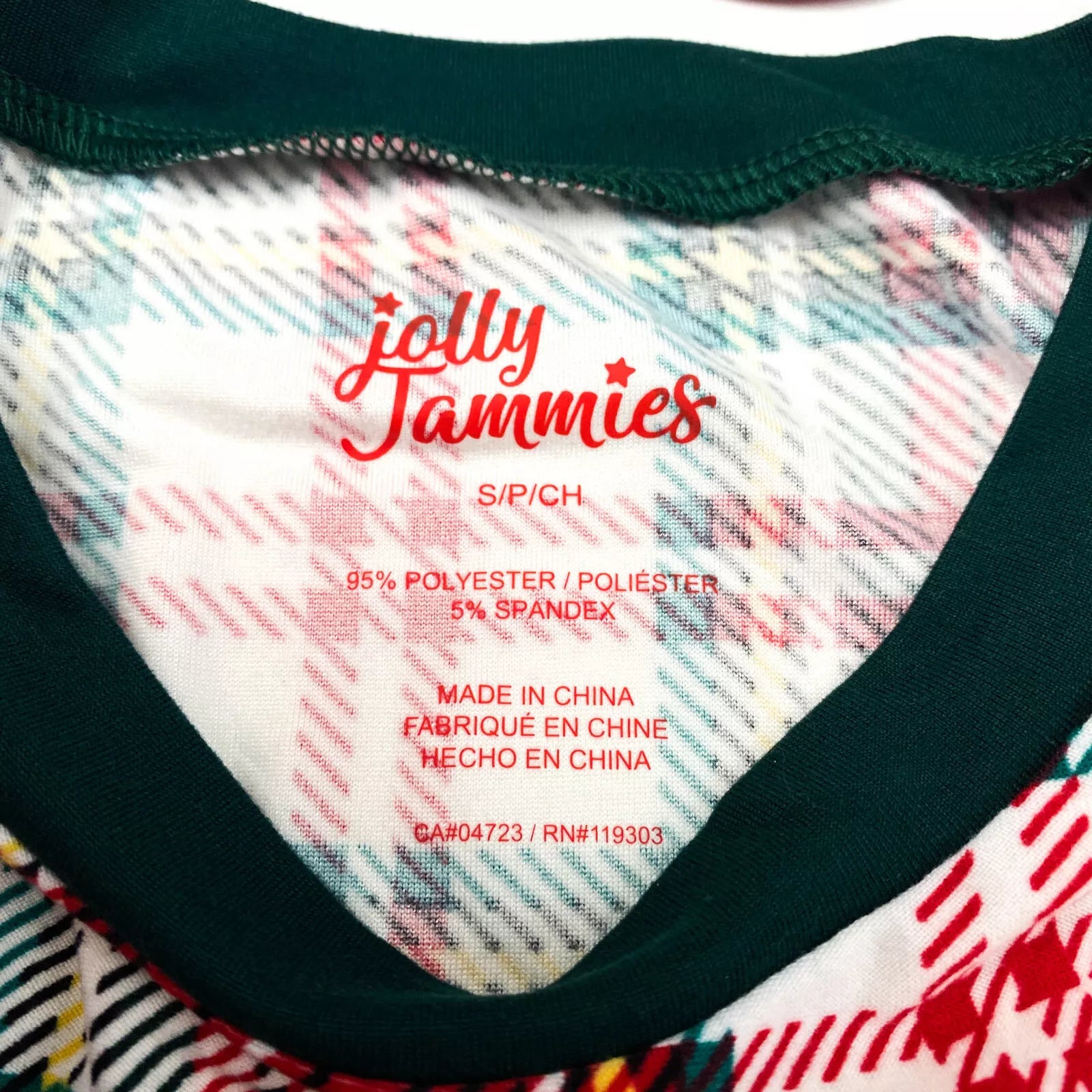 Jolly Jammies Womens Size S Long Sleeve 2 PC Pajama Set Christmas Tartan Plaid