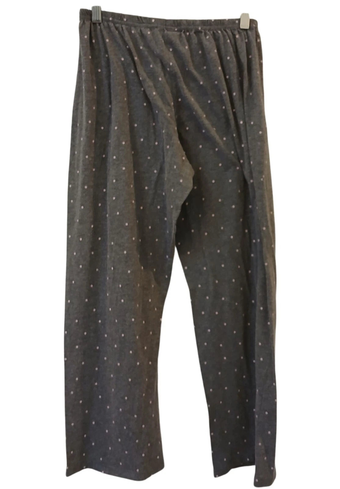 Laura Ashley Womens Medium Gray Pajama Set Polka Dots Piping Short SleeveTop V38