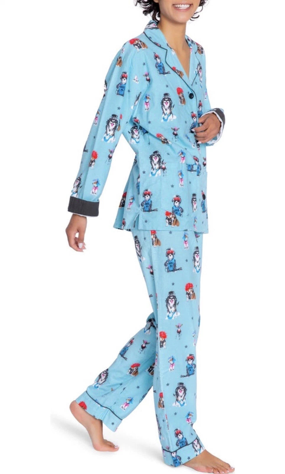 PJ Salvage Flannel Pajamas Set With Headband Aqua Size XS