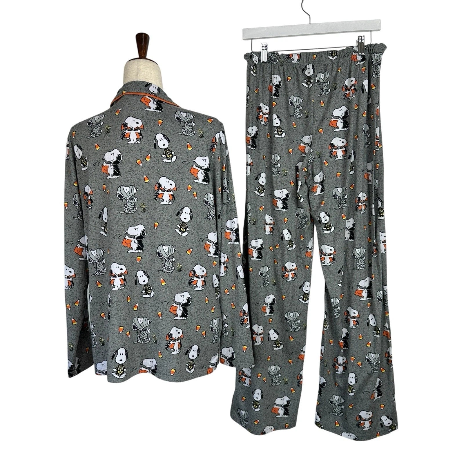 Munki Munki Peanuts Pajama Set 2pc Womens Large Halloween Snoopy Lounge