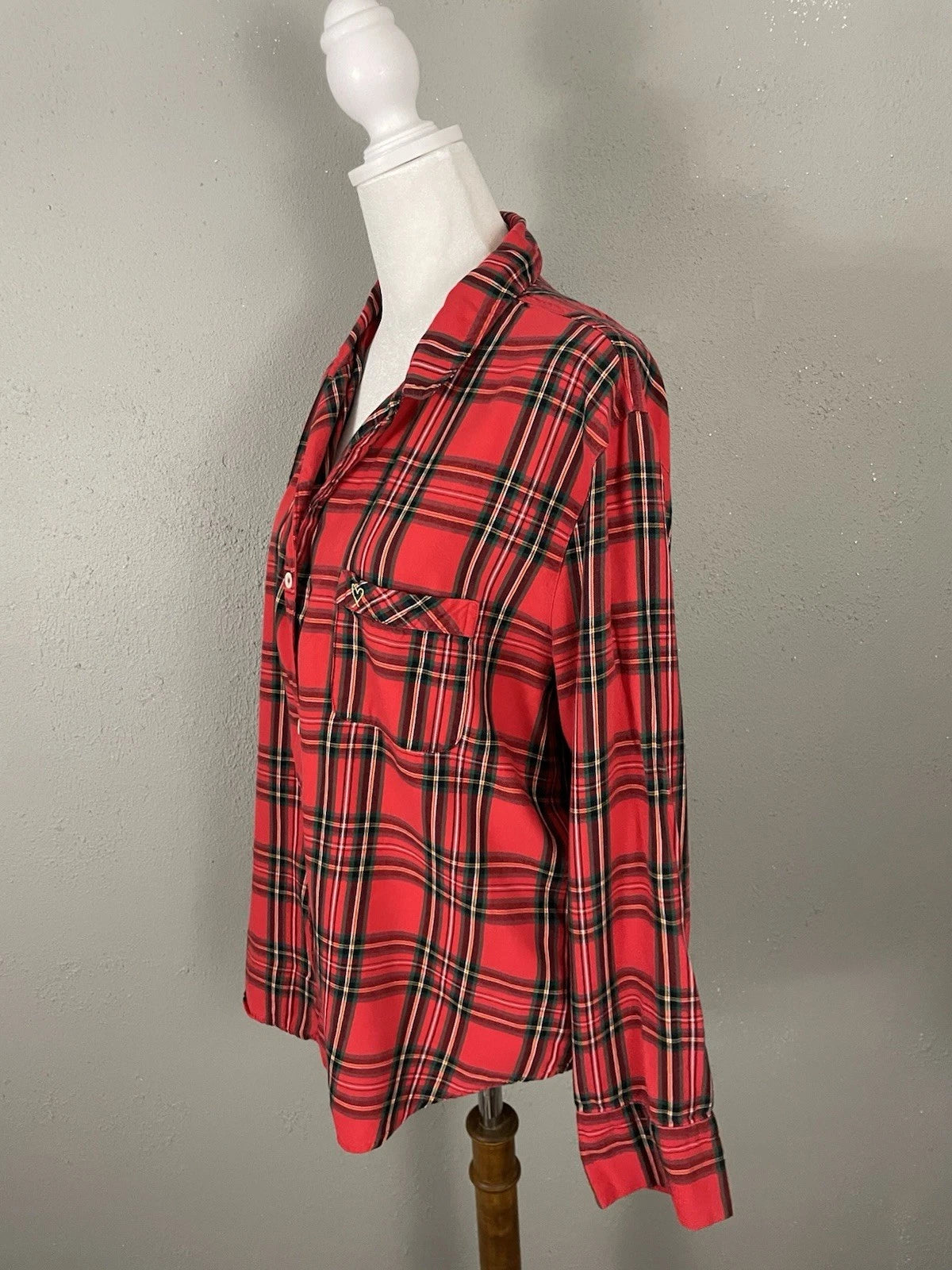 Victorias Secret Pajama Set Size M Red Plaid Soft Cotton Flannel Sleep Lounge