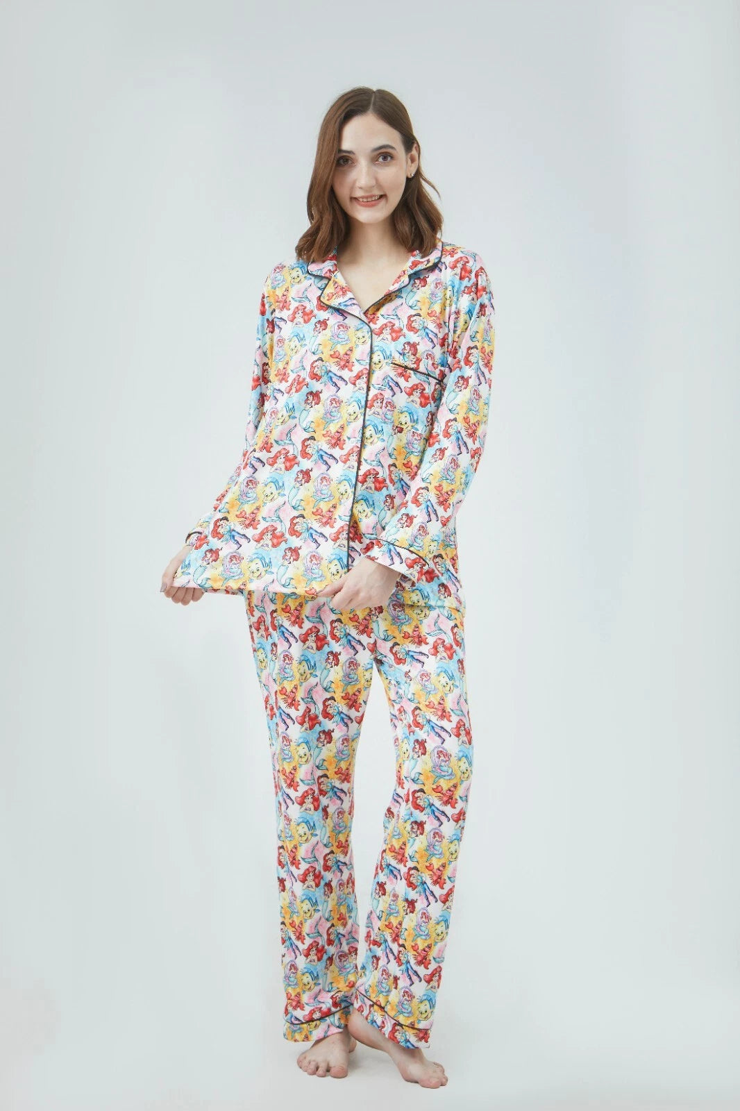 Little Mermaid Ariel Pajama Sets Long Sleeve Full-Length Bottom XL Extra Large
