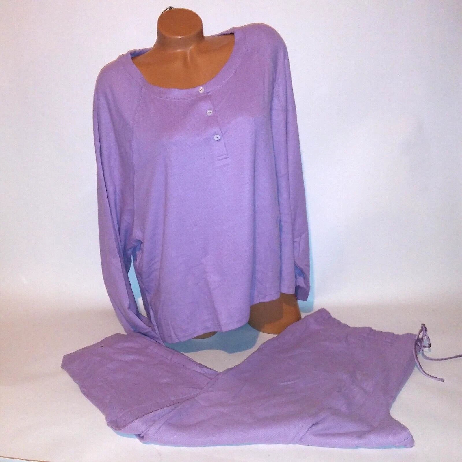 Victoria Secret Pajama Set XXL Top & Bottom Purple Glow Waffle Henley Jogger New