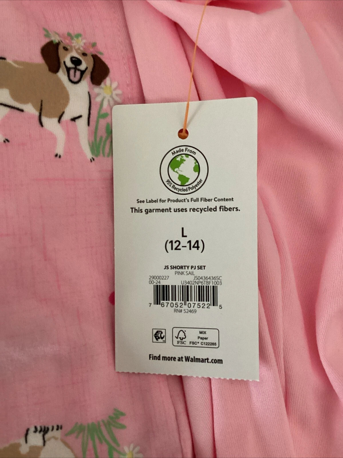 JOYSPUN  SLEEPWEAR SHORTY SET Pink Dogs Tank & Shorts Sz L*