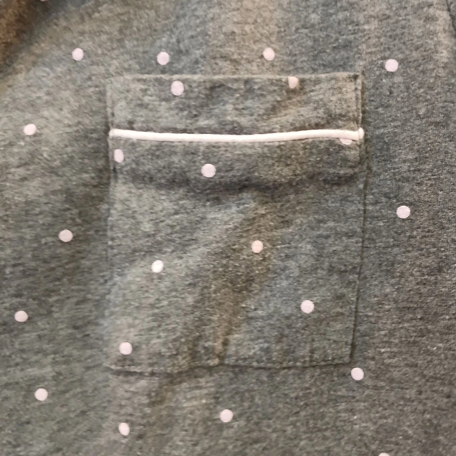 Laura Ashley Womens Medium Gray Pajama Set Polka Dots Piping Short SleeveTop V38