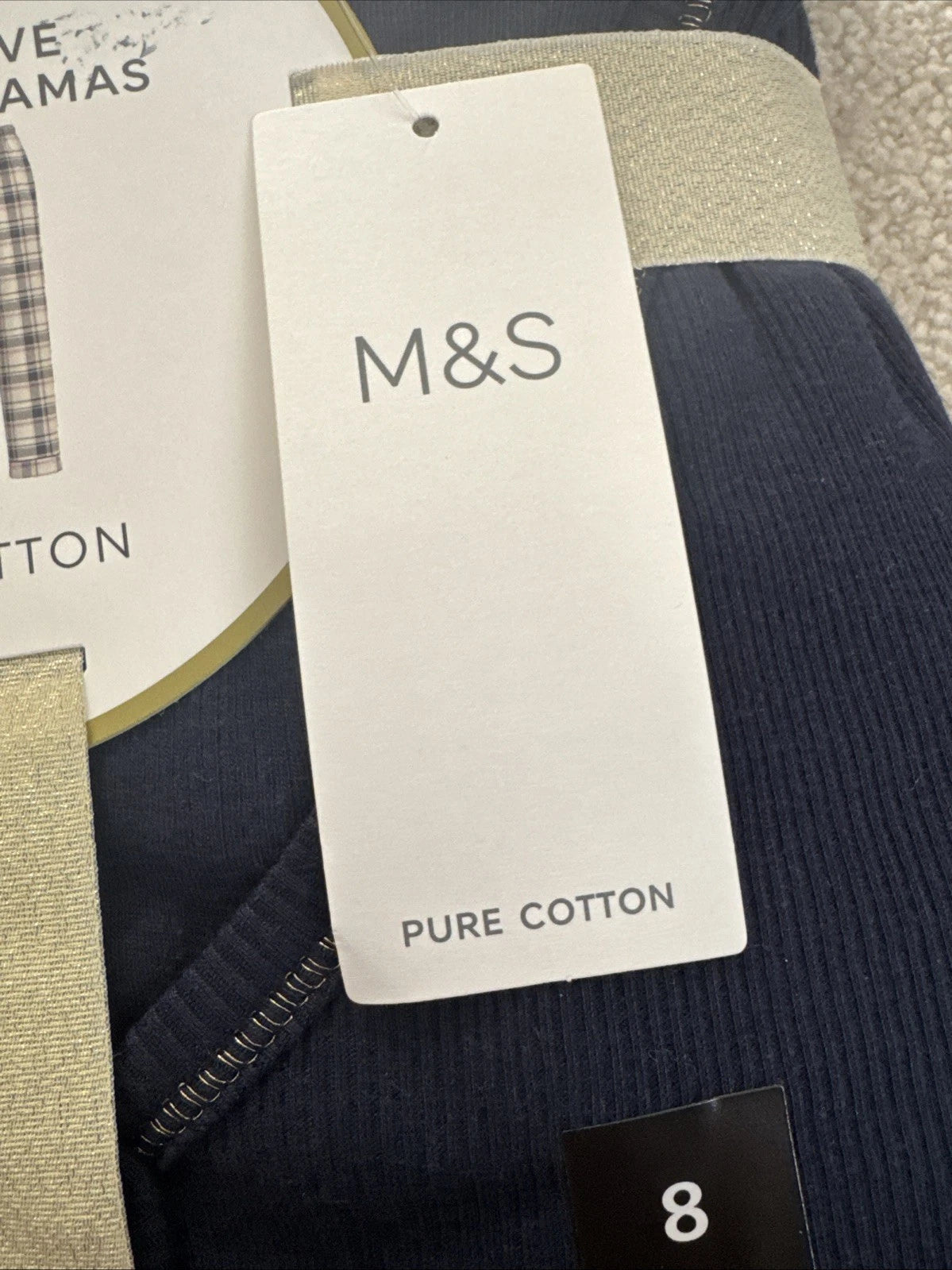 Marks and Spencer Pure Cotton Long Sleeve Long Leg Pyjamas Size 8